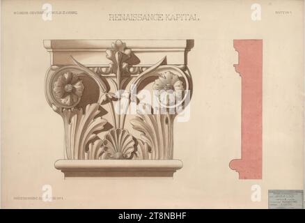 Werke aus Loos' Schultagen, Renaissance-Kapital, 24. Juni 1887, 1887, Architekturzeichnung, Zeichenpapier; Tinte, 517 x 751 mm Stockfoto