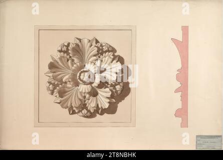 Werke aus Loos' Schulzeit, Steinrosette, 1885 - 1887, Architekturzeichnung, Zeichenpapier; Tinte, 518 x 759 mm Stockfoto