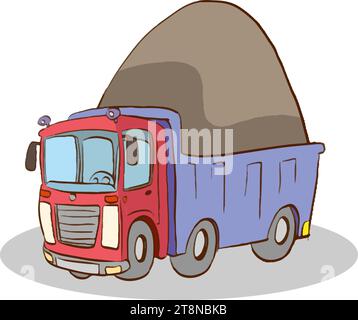 Sand Truck Cartoon Vektor Illustration Stock Vektor