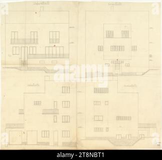 Haus Hans und Anny Moller, Wien XVIII., Starkfriedgasse 19, Fassadenhöhe, 1927, Architekturzeichnung, transparentes Papier; Bleistift, 595 x 639 mm Stockfoto