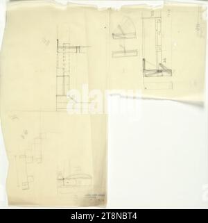 Haus Hans und Anny Moller, Wien XVIII., Starkfriedgasse 19, Skizzen für Fensterschließung, 1927, Architekturzeichnung, Transparentpapier; Bleistift, 345 x 353 mm Stockfoto