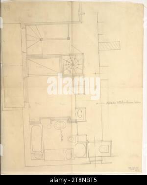 Haus Hans und Anny Moller, Wien XVIII, Starkfriedgasse 19, detaillierter Grundriss, 1927, Architekturzeichnung, transparentes Papier; Bleistift, 542 x 444 mm Stockfoto