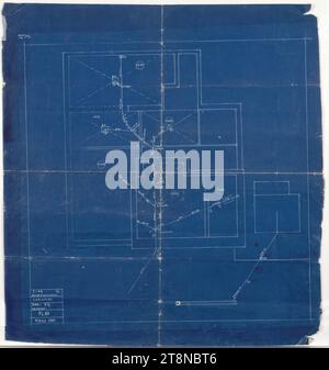 Haus Hans und Anny Moller, Wien XVIII., Starkfriedgasse 19, Kanalplan, 1927, Architekturzeichnung, Blueprint; Bleistift, 489 x 458 mm Stockfoto