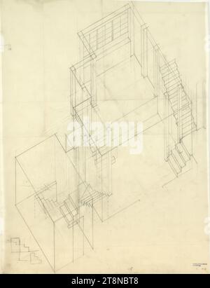 Haus Hans und Anny Moller, Wien XVIII., Starkfriedgasse 19, Achonometrie der Treppenflüge, 1927, Architekturzeichnung, Transparentpapier; Bleistift, 665 x 511 mm Stockfoto