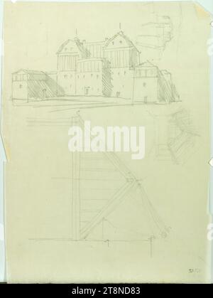 Bad Groß Ullersdorf (Nordmähren), Sanatorium Thesstal, Skizzen, Alfred Castelliz (Celje 1870 - 1940 Wien), um 1911, Architekturzeichnung, Transparentpapier; Bleistiftzeichnung, 24,6 x 19,8 cm Stockfoto