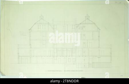 Bad Groß Ullersdorf (Nordmähren), Sanatorium Thesstal, Längsschnitt, Alfred Castelliz (Celje 1870 - 1940 Wien), 1911, Architekturzeichnung, Aquafix; Bleistiftzeichnung, 34,8 x 58,8 cm Stockfoto