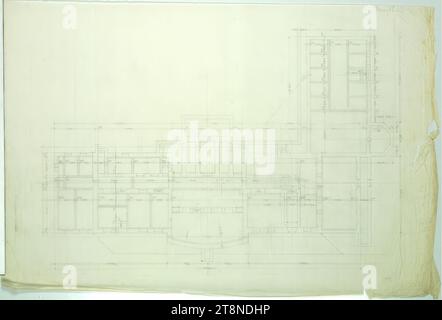 Bad Groß Ullersdorf (Nordmähren), Sanatorium Thesstal, Gründungsplan, Grundriss, Alfred Castelliz (Celje 1870 - 1940 Wien), 1912, Architekturzeichnung, Aquafix; Bleistiftzeichnung, 41 x 62 cm Stockfoto