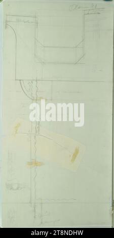 Bad Groß Ullersdorf (Nordmähren), Sanatorium Thesstal, Rinnen- und Gesimsprofil, Alfred Castelliz (Celje 1870 - 1940 Wien), 1912, Architekturzeichnung, Aquafix; Bleistiftzeichnung, 69,7 x 34 cm Stockfoto