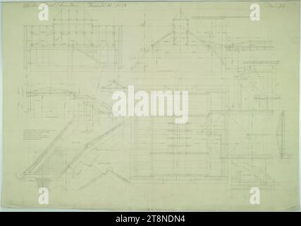 Bad Groß Ullersdorf (Nordmähren), Sanatorium Thesstal, Dachkonstruktion, Alfred Castelliz (Celje 1870 - 1940 Wien), 1912, Architekturzeichnung, Papier, fein; Bleistiftzeichnung, 50,8 x 71 cm Stockfoto