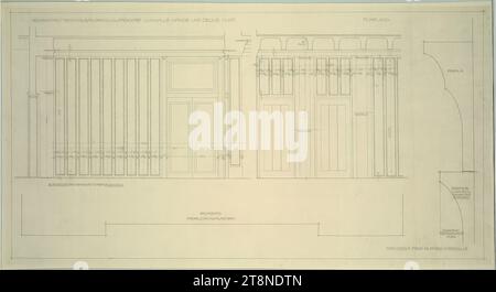 Bad Groß Ullersdorf (Nordmähren), Sanatorium Thesstal, Vorhalle, Abschnitte, Details, Alfred Castelliz (Celje 1870 - 1940 Wien), um 1912, Plan, Bauplan, 27,4 x 55,2 cm Stockfoto