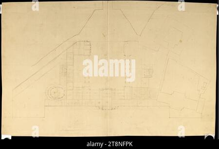 Wien I, Hofburg, Umbau- und Neubauprojekt, Gesamtplan, Ideenskizze, Grundriss, um 1745, Plan, schwarze Kreide, Blatt: 60,6 x 96,6 cm Stockfoto