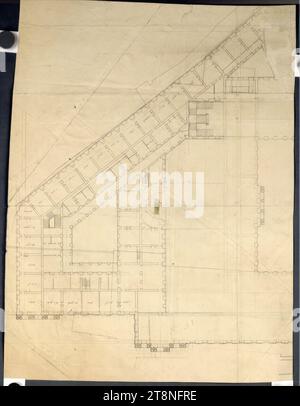 Wien I, Hofburg, Umbau- und Neubauprojekt, Amalienburg, detaillierter Grundriss, 18. Jahrhundert, Grundriss, Kreide (Vorzeichnung); Stift und schwarze Tinte, Blatt: 78,1 x 59,5 cm, Recto: Raumbezeichnungen, rückseitig: '1 Stockfoto