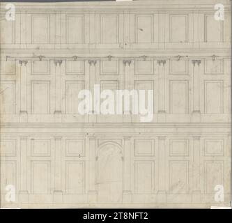 Wien I, Hofburg, Umbau- und Neubauprojekt, Fassade, Erhebung, 18. Jahrhundert, Architekturzeichnung, Graphit (Vorzeichnung), Stift und Schwarz, Blatt: 45,2 x 50,1 cm Stockfoto