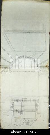 Wien I, Hofburg, Umbau- und Neubauprojekt, Gesamtplan, Obergeschoss, Grundriss mit Grundriss, nach 1809, Grundriss, Graphit, Blatt: 137,3 x 52,4 cm Stockfoto