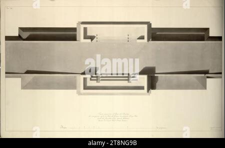 Wien I, Hofburg, Äußeres Burgtor, Projekt, Draufsicht, um 1818-1821, Architekturzeichnung, Kreide (Vorzeichnung); Feder in Schwarz; grau laviert, Blatt: 61,7 x 101 cm, „Tav.a VI.“, „Geometrischer Plan des Bastionsplans, der über dem Wiener Tor mit dem Namen Burg Thor entspricht, Werk des Mailänder Markgrafen Luigi Cagnola, Mitglied des Königlichen italienischen Instituts Cesareo Stockfoto