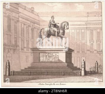 Wien I, Hofburg, Josefsplatz, Reiterstatue Josephs II., Ansicht von Osten, Heinrich Friedrich Füger (Heilbronn 1751 - 1818 Wien), um 1800, Architekturzeichnung, Kupferstich, Blatt: 19,2 x 24,2 cm, Statue Josephs II von Zauner; 'to HST I. S. 88 Stockfoto