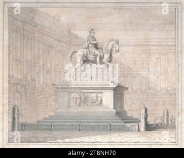 Wien I, Hofburg, Josefsplatz, Reiterstatue Josephs II., Ansicht von Osten, Heinrich Friedrich Füger (Heilbronn 1751 - 1818 Wien), um 1800, Architekturzeichnung, Stift und Schwarz; braun-blau-grau gewaschen, Blatt: 21,2 x 25 cm Stockfoto