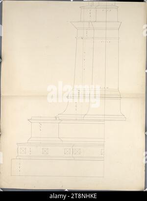 Wien I, Hofburg, Innenhof, Kaiser-Franz-Denkmal, Halbseitenansicht der Basis, Pompeo Marchesi (Saltrio bei Varese 1789 - 1858 Mailand), 1841, Grundriss, Graphit (Vorzeichnung); Stift in schwarz, Blatt: 64 x 48,9 cm, Maße Stockfoto