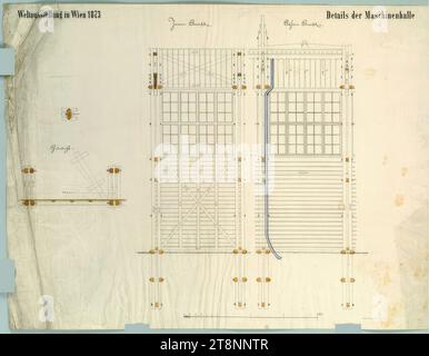 Wien II, Weltausstellung 1873, Maschinenhalle, Details, Carl von Hasenauer (Wien 1833 - 1894 Wien), 1871-1873, Plan, Bleistift, Tinte mit Stift auf Papier, Aquarell Stockfoto