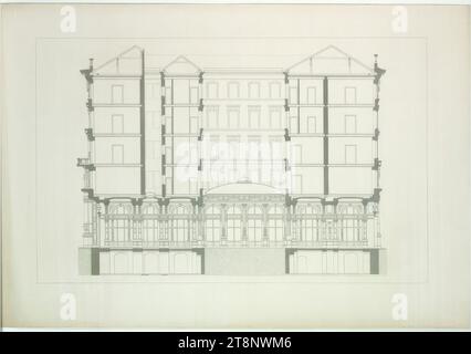 Wien I, Graben 31, Azienda-Hof, Längsschnitt, Carl von Hasenauer (Wien 1833 - 1894 Wien), nach 1867/1869, Plan, Druck, 314 x 470 mm Stockfoto