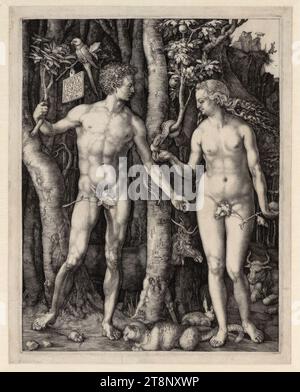 Adam und Eva, Albrecht Dürer (Nürnberg 1471 - 1528 Nürnberg), 1504, Druck, Kupferstich, Blatt: 27 x 21,3 cm Stockfoto