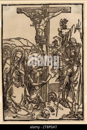 Christus am Kreuz (aus der Albertina-Passion), Albertina-Passion, anonym, um 1500, Druck, Holzschnitt, Blatt: 25,3 x 17,8 cm Stockfoto