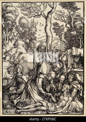 Die Beweinung Christi (große Passion, 9), die große Passion, Albrecht Dürer (Nürnberg 1471 - 1528 Nürnberg), um 1498/99, Druck, Holzschnitt, Blatt: 39,4 x 28,7 cm Stockfoto