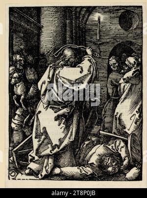 Die Vertreibung der Händler (kleine Passion, 7), die kleine Passion, Albrecht Dürer (Nürnberg 1471 - 1528 Nürnberg), um 1508/09, Druck, Holzschnitt, Blatt: 13,5 x 10,3 cm Stockfoto