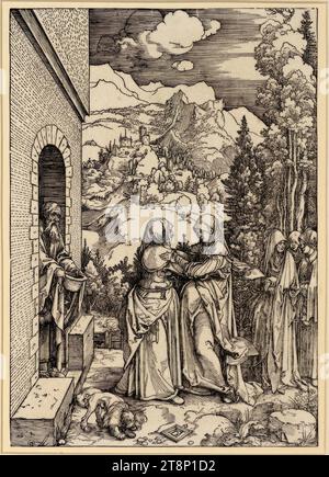 Marienleben, 9), Marienleben, Albrecht Dürer (Nürnberg 1471 - 1528 Nürnberg), 1503/04, Druck, Holzschnitt; Blatt ist zugeschnitten, Reste der Plattenkante sichtbar, Blatt: 30,2 x 21,2 cm Stockfoto