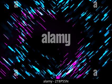 Abstrakter blauvioletter leuchtender Neonlinien technischer Hintergrund. Retro-Grafik mit Lasereffekt. Vektorabbildung Stock Vektor