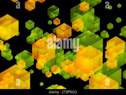 Abstrakter geometrischer Hintergrund mit hellen 3D-Würfeln. Vektor-futuristisches, modernes Design Stock Vektor
