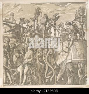 Der Triumph von Julius Cäsar: Blatt 5, der Triumph von Julius Cäsar, Andrea Andreani (Mantua (zwischen 1541 und 1559) - (zwischen 1623 und 1629) Mantua), 1599, Druckerei, clair obscur Holzschnitt von vier Platten Stockfoto