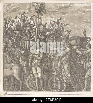 Der Triumph von Julius Cäsar: Blatt 3, der Triumph von Julius Cäsar, Andrea Andreani (Mantua (zwischen 1541 und 1559) - (zwischen 1623 und 1629) Mantua), 1599, Druckerei, clair obscur Holzschnitt von vier Platten Stockfoto