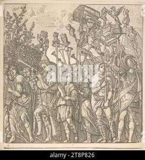 Der Triumph von Julius Cäsar: Blatt 8, der Triumph von Julius Cäsar, Andrea Andreani (Mantua (zwischen 1541 und 1559) - (zwischen 1623 und 1629) Mantua), 1599, Druckerei, clair obscur Holzschnitt von vier Platten Stockfoto