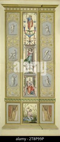 Loggien des Raffael im Vatikan: Pilastro (Flussgott, der Feigen isst), 1776, Druck, farbiger Kupferstich, Blatt: 107,8 x 47,5 cm, l.o. 'Nr. 11 Stockfoto