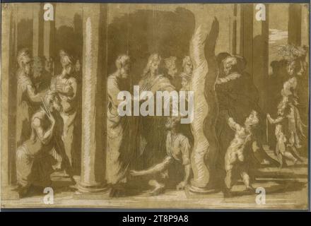 The Healing of the Lame man at the Temple Gate, c.1525-1530, Druckerei, clair obscur Holzschnitt von drei Platten, Radierung, 27,2 x 40,7 cm Stockfoto