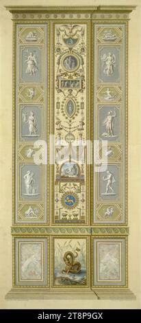 Loggien des Raffael im Vatikan: Pilastro X. B, Esterno (Drache), 1775, Druck, farbiger Kupferstich, Blatt: 106 x 48,4 cm, Nr. 6 Stockfoto