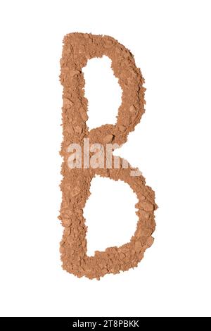 Buchstabe B, bestehend aus Rouge oder Make-up Pulver. Künstlerische Form, die Aufmerksamkeit erregt, voller Textur, Mustern und Tiefe. Stockfoto