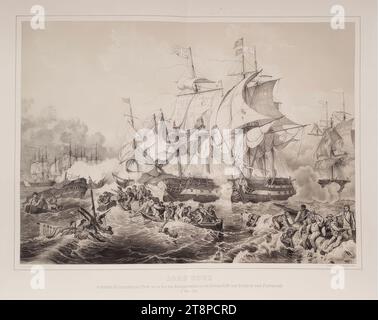 Seeschlacht zwischen den Engländern und den Franzosen im Atlantik am 1. Juni 1794 („glorreicher erster Juni“), um 1850, Lithographie mit Tonplatte auf Papier, Blatt: 56,9 x 75,1 cm Stockfoto