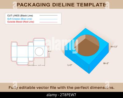 Sortiment Seifenbox, Anzeigefenster mit rundem Fenster, Matrizenvorlage und editierbare Vektordatei mit 3D-Box. Stock Vektor