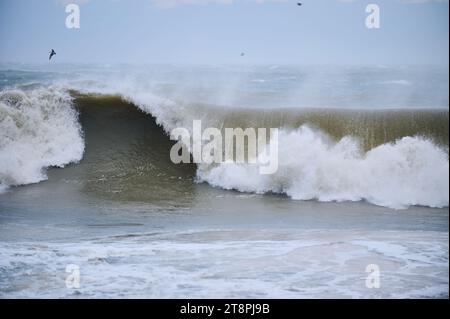 Gewaltige Wellen während eines unglaublich mächtigen Sturms im Schwarzen Meer. Stockfoto