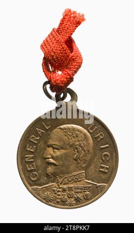 General Jean-Jacques Uhrich (1802–1886), Militärgouverneur und Verteidiger von Straßburg, 23. August bis 28. September 1870, 1870, 19. Jahrhundert, Numismatik, Medaille, Messing, Größen - Werk: Durchmesser: 2,4 cm, Gewicht (Typenabmessung): 4,87 g Stockfoto