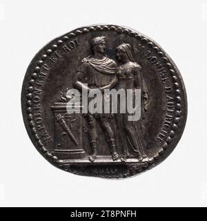 Ehe Napoleon und Marie-Louise, 1. April 1810, Andrieu, Bertrand oder Jean-Bertrand, Array, Numismatisch, Medaille, Größe - Werk: Durchmesser: 1,4 cm, Gewicht (Typengröße): 1,59 g Stockfoto