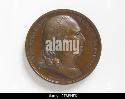 Medaille des Stellvertreters der Abgeordnetenkammer der Departements, 1819, Andrieu, Bertrand oder Jean-Bertrand, Graveur in Medaillen, 1819: Numismatic, Medal Stockfoto