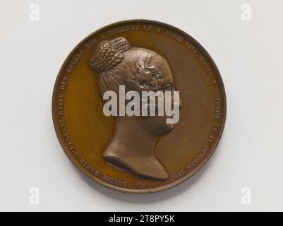 Tod von Louise-Marie d'Orléans (1812-1850), Königin der Belgier (1832-1850), 1850, Jouvenel, Adolphe Christian, Medaillengravierer, 1850, Numismatic, Medaille, Abmessungen - Werk: Durchmesser: 5,1 cm Stockfoto