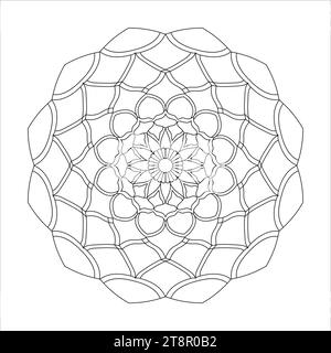 Sakred Geometry Mandala Malbuch Seite für KDP Buch Innenraum. Friedliche Blütenblätter, Fähigkeit zum Entspannen, Gehirnerlebnisse, harmonischer Hafen, friedlicher Hafen Stock Vektor