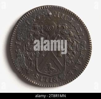 Provost der Kaufleute: Auguste-Robert de Pomereu, 1683, 1683 Numismatisch, Token (numismatisch), Kupfer, Abmessungen - Arbeit: Durchmesser: 2,9 cm, Gewicht (Typenabmessung): 4,6 g Stockfoto