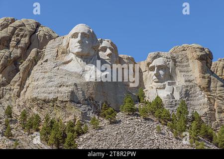 Allgemeine Ansicht des Mount Rushmore mit den vier Präsidenten in der Nähe von Keystone, South Dakota Stockfoto