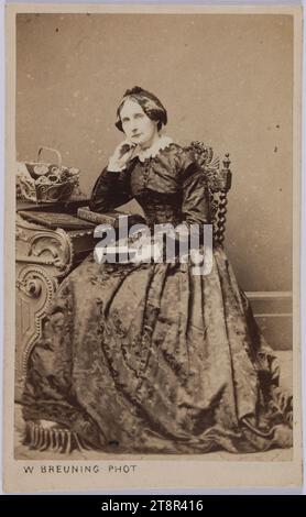 Frau sitzend, ein Buch in der linken Hand, 19. Jahrhundert, Maison de Victor Hugo - Hauteville House, 3880, Maisons de Victor Hugo Paris-Guernesey, Foto, Carte de Visite, Albumendruck, Hamburg, Abmessungen – Arbeit: Höhe: 9 cm, Breite: 5,6 cm, Abmessungen – Alte Montage: Höhe: 10 cm, Breite: 6,2 cm Stockfoto