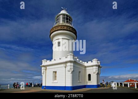 Byron Bay.Lighthouse.NSW Aust, Cape Byron Light ist ein aktiver Leuchtturm in Cape Byron, New South Wales, Australien. Das kap ist der östlichste Punkt des australischen Festlandes, etwa 3 Kilometer nordöstlich der Stadt Byron Bay Stockfoto